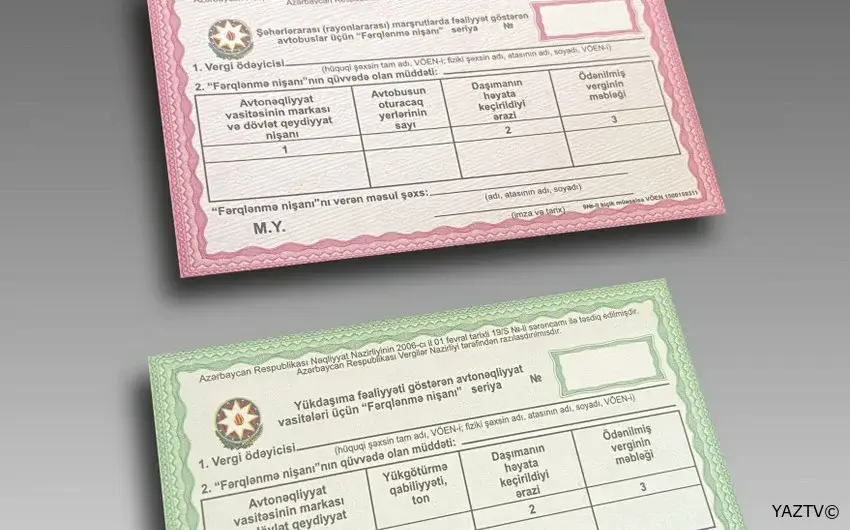 Azərbaycanda sərnişindaşıma üçün “Fərqlənmə nişanı”nın forması təsdiqlənib